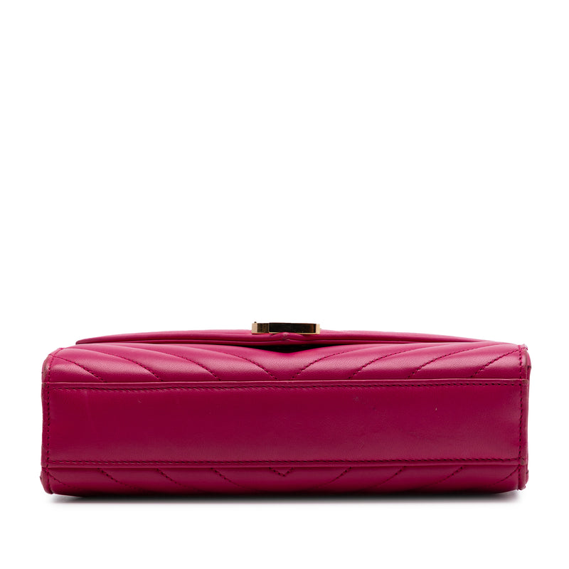 Small Chevron Calfskin Monogram Envelope Bag - Image 3