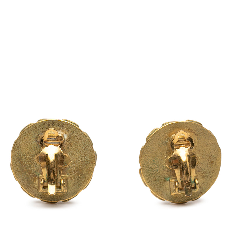 CC Gold Plated Enamel Round Clip On Earrings - Image 2