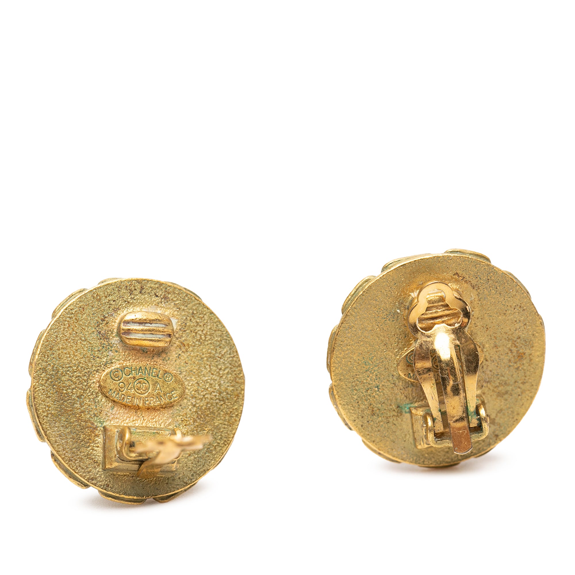 CC Gold Plated Enamel Round Clip On Earrings - Image 3