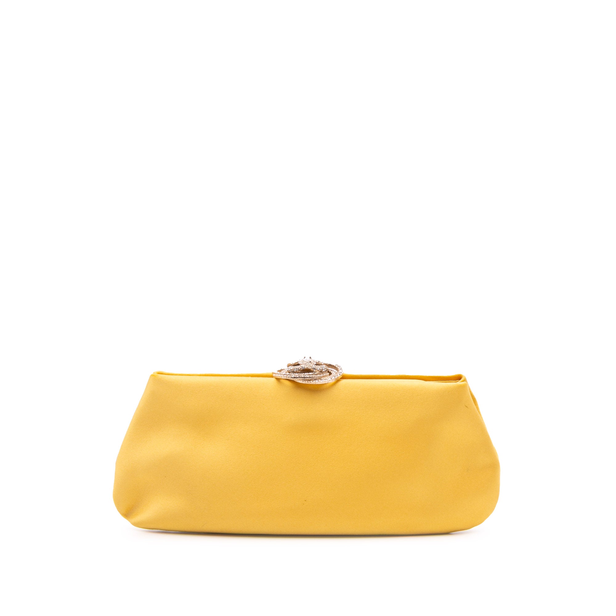 Satin Crystal Camellia Evening Frame Clutch - Image 1
