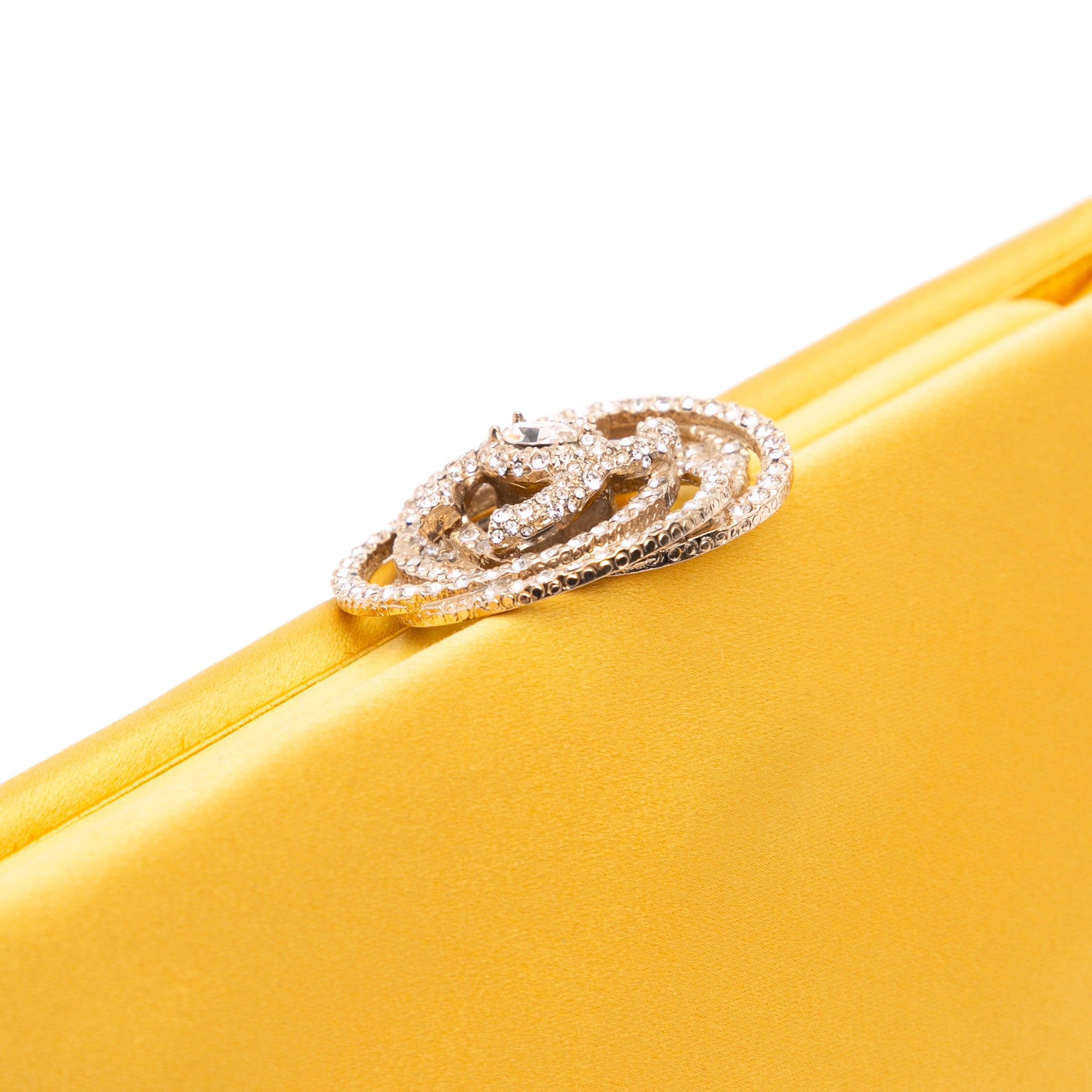 Satin Crystal Camellia Evening Frame Clutch - Image 7