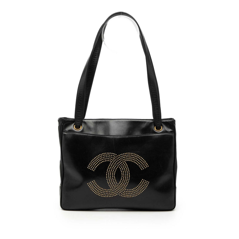 Lambskin CC Studded Logo Tote