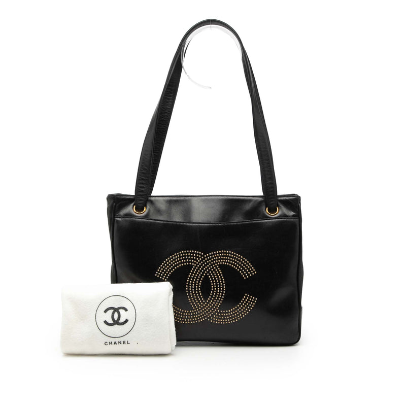 Lambskin CC Studded Logo Tote - Image 9