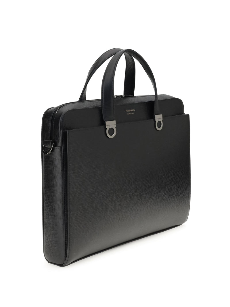 Ferragamo Shoulder Bag — Black Calf Leather