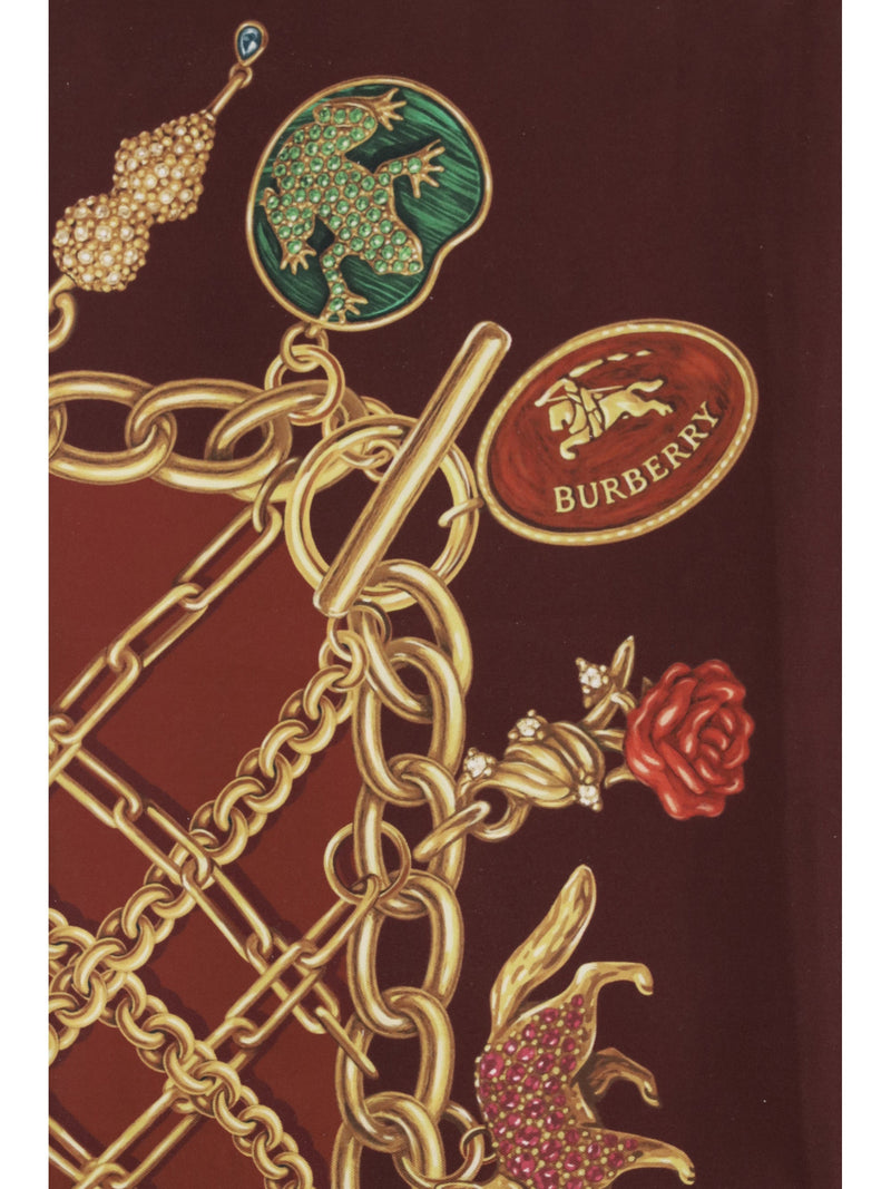 Burberry Silk Chain & Charm Print Scarf — Brown Scarfs