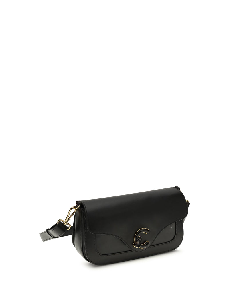 Coccinelle C-Me Shoulder Bag — Black Calf Leather Bos Taurus