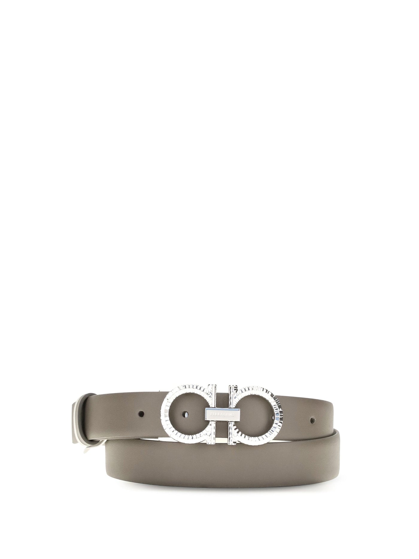 Ferragamo Gancini Belt — Beige Haze Calf Leather Bos Taurus