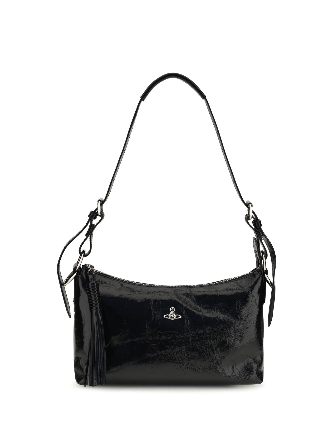 Vivienne Westwood Emma Shoulder Bag — Black Calf Leather Bos Taurus