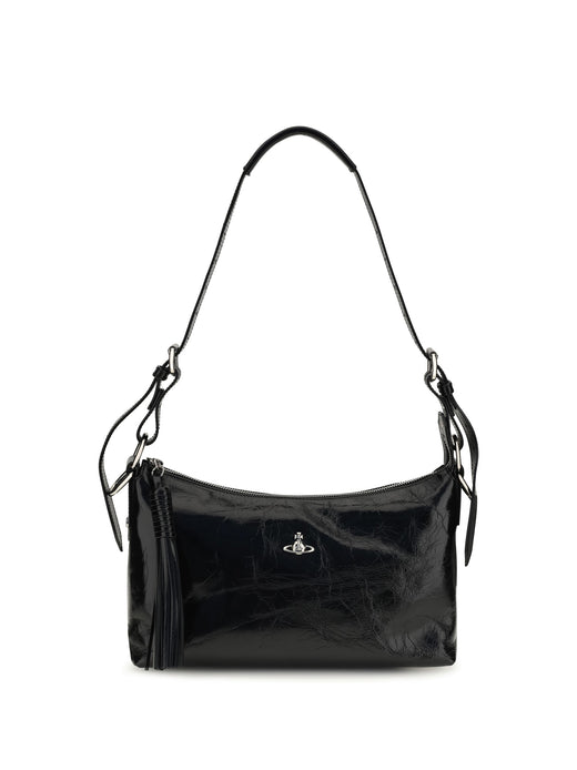 Vivienne Westwood Emma Shoulder Bag — Black Calf Leather Bos Taurus