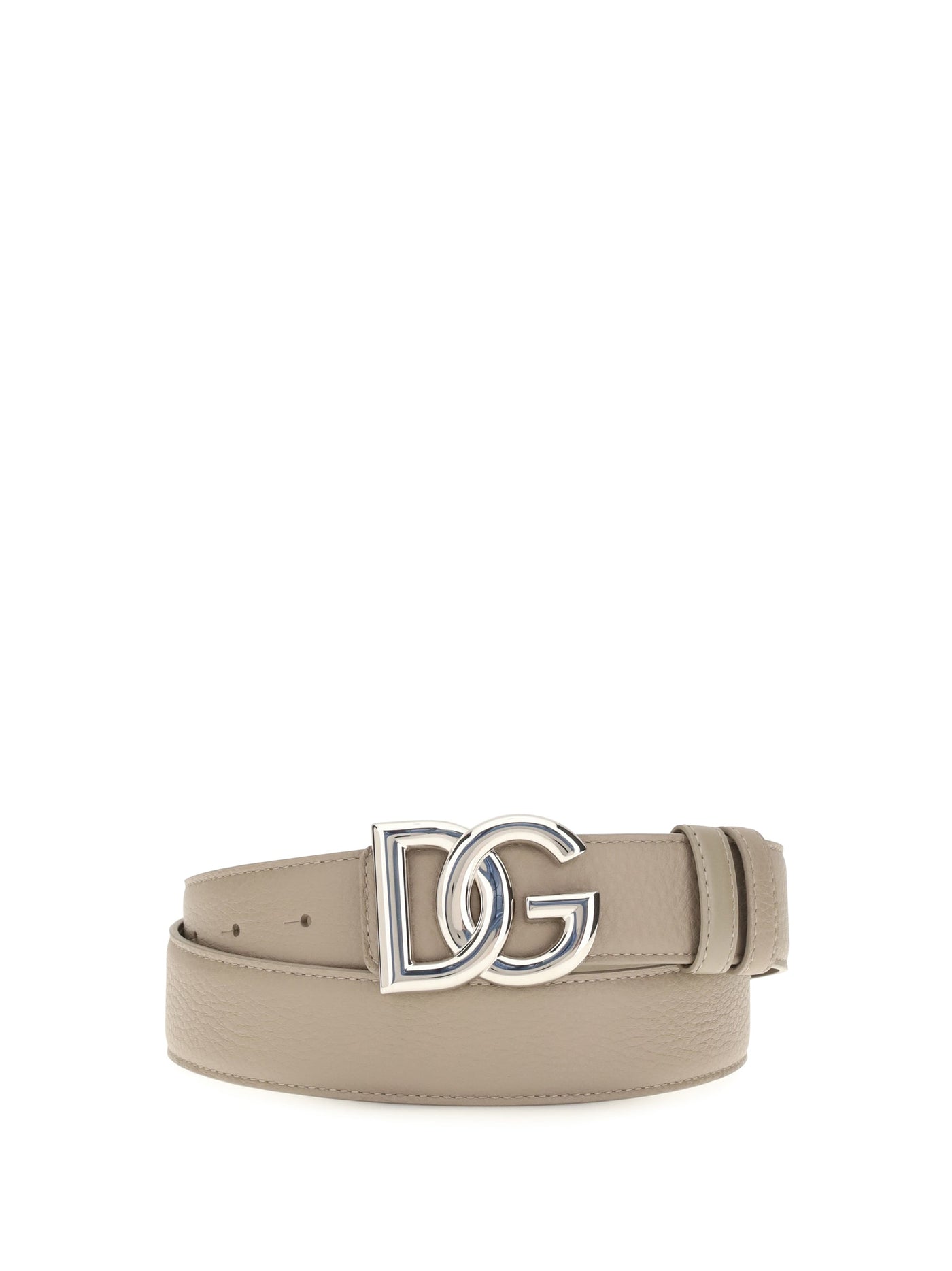 Dolce & Gabbana Dg Logo Calf Leather Belt — Beige Bos Taurus