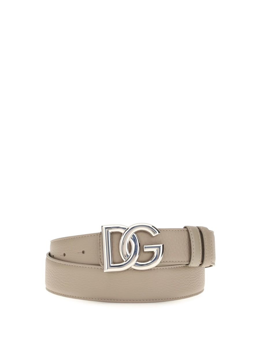 Dolce & Gabbana Dg Logo Calf Leather Belt — Beige Bos Taurus