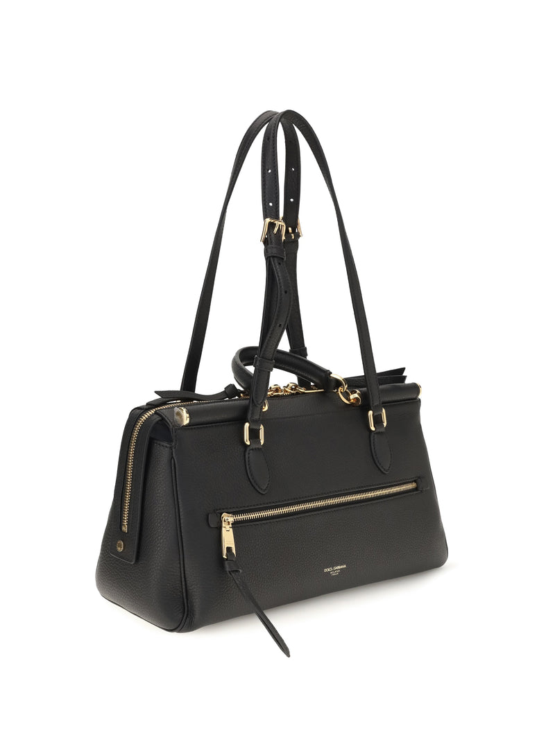 Dolce & Gabbana Odissea Shoulder Bag — Black Calf Leather Bos Taurus