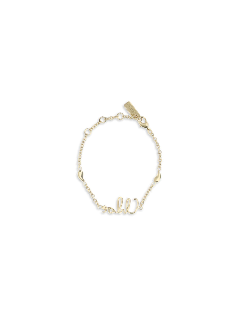 Chloé Logo-Pendant Link Chain Bracelet — Gold Brass Bracelets