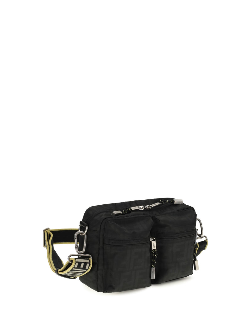 Fendi Ff Monogram Fabric Camera Bag — Black Polyester