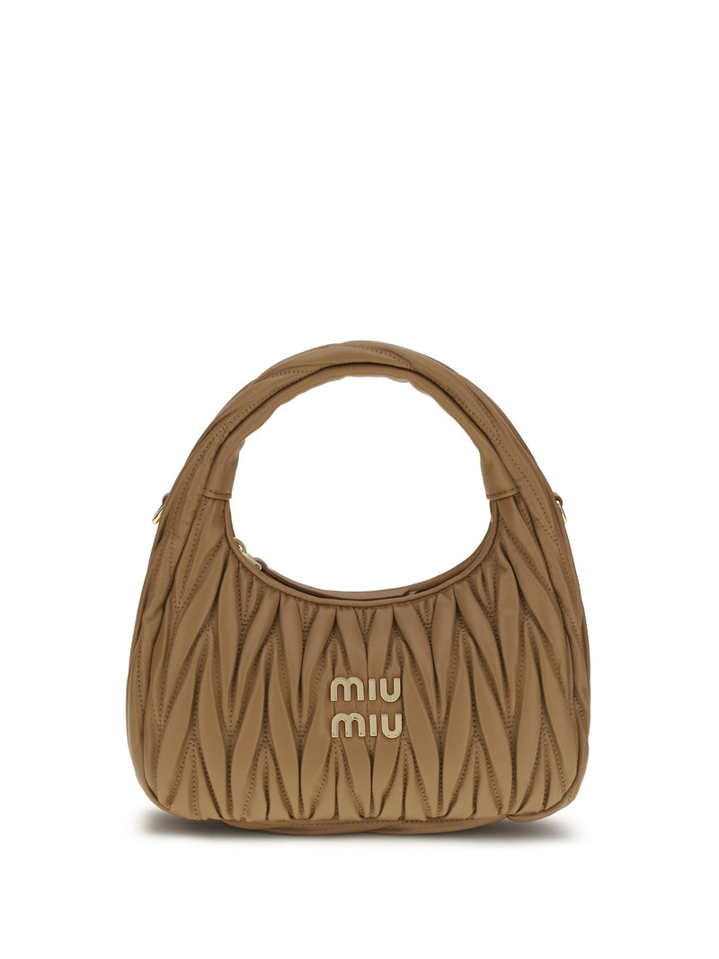 Miu Miu Matelassé Quilted Calf Leather Hobo Bag — Caramel