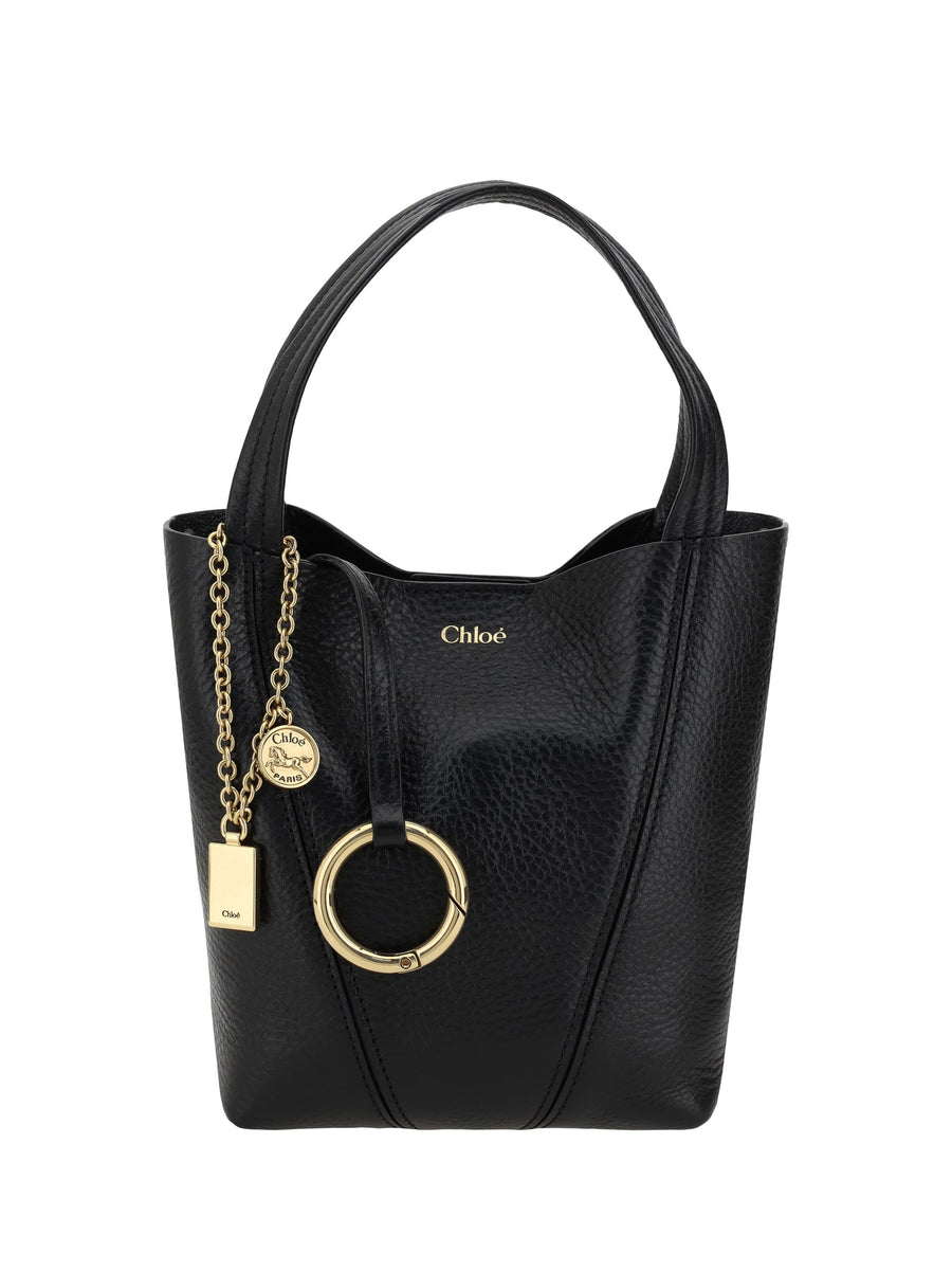 Chloé Spin Shoulder Bag — Black Calf Leather Bos Taurus