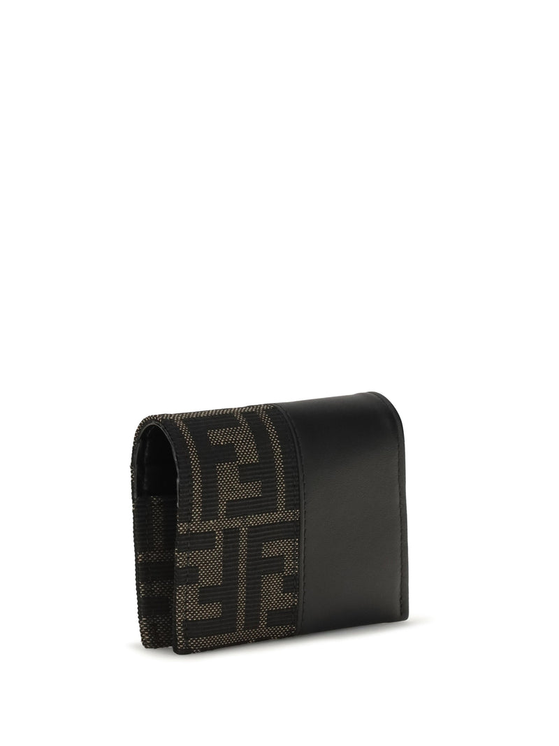 Fendi Ff Card Case — Black Polyester; Cotton Wallet