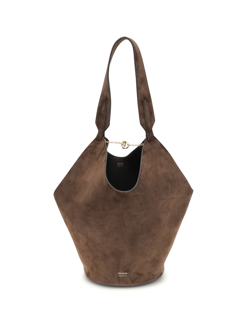 Khaite Lotus Shoulder Bag — Brown Calf Leather Bos Taurus