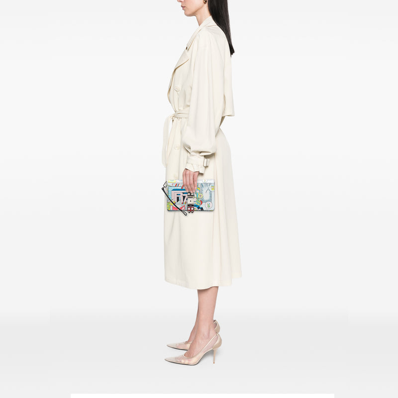 Comic Print Studded Leather Elektra Clutch - Image 6