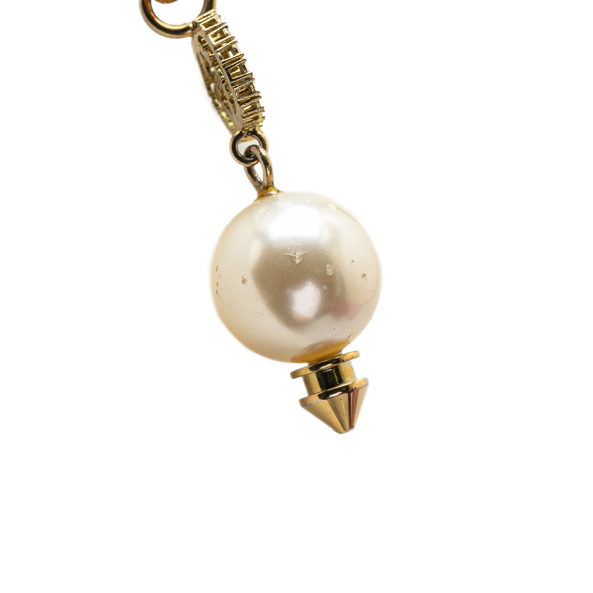 Gold Plated GG Faux Pearl Drop Pendant Necklace - Image 2