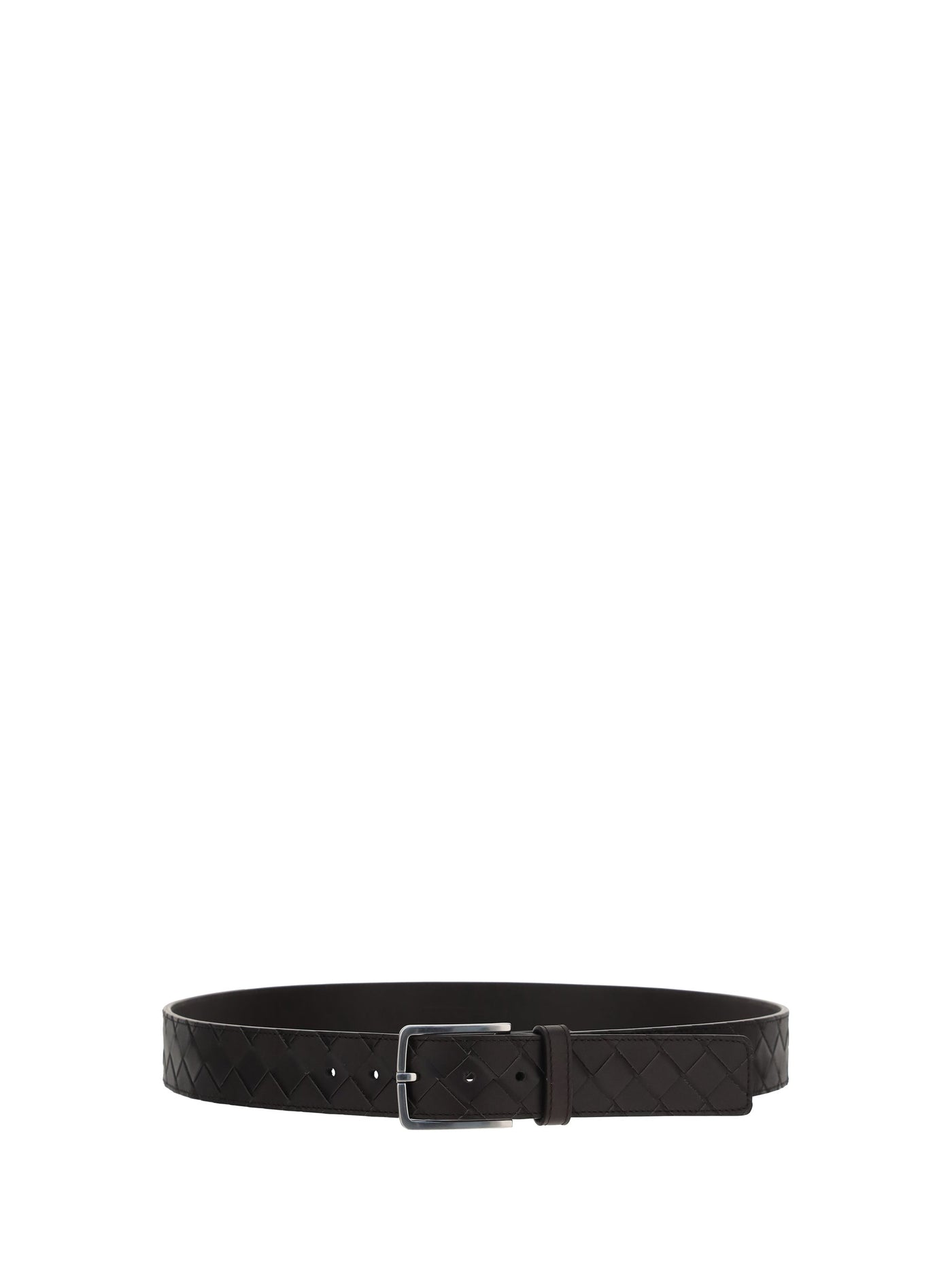 Bottega Veneta Intrecciato Leather Belt — Silver Calf