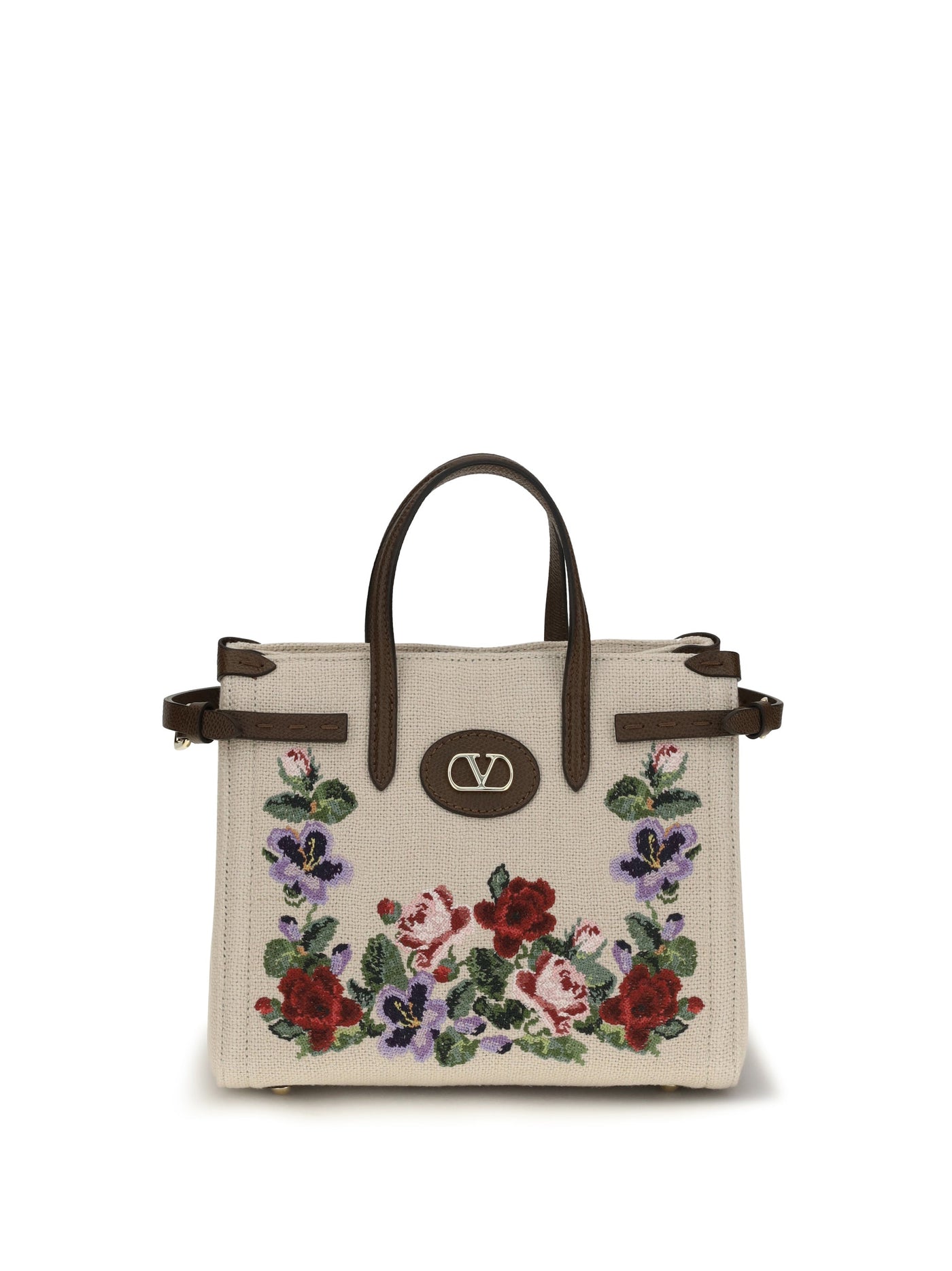 Valentino Garavani Antibes Top Handle Bag — Beige Linen