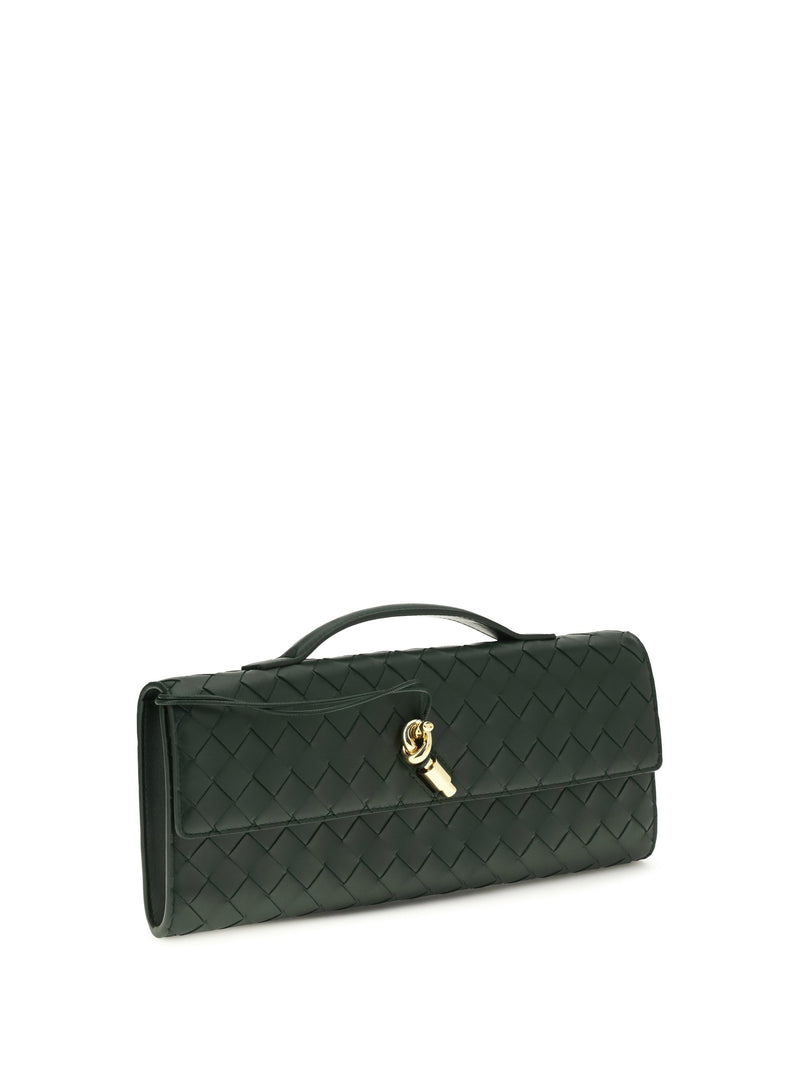 Bottega Veneta Andiamo Clutch — Green Lambskin Leather