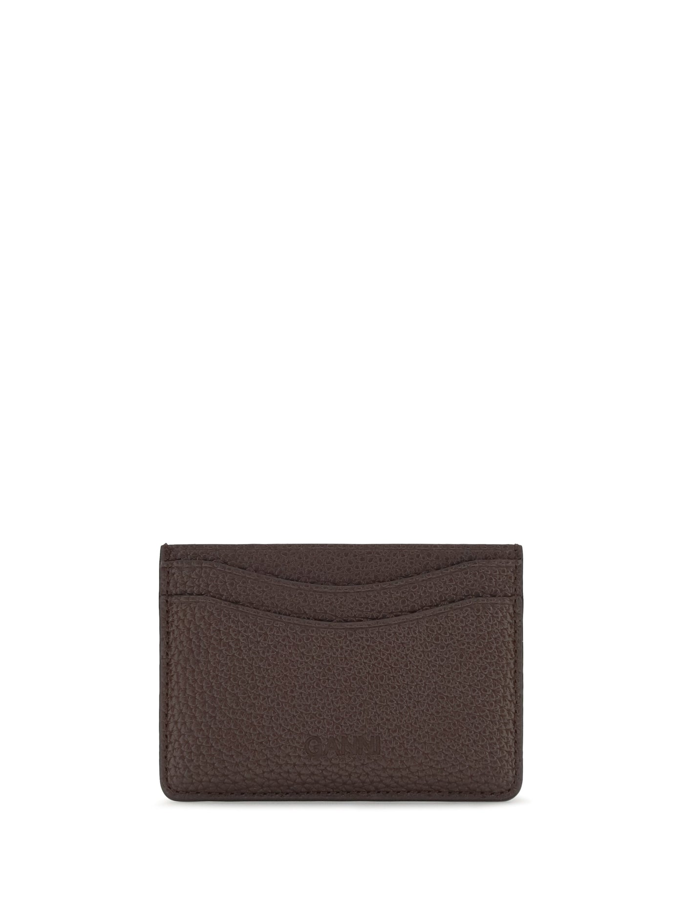 Ganni Grained Recycled Polyester Card Case — Brown Wallets & Purses