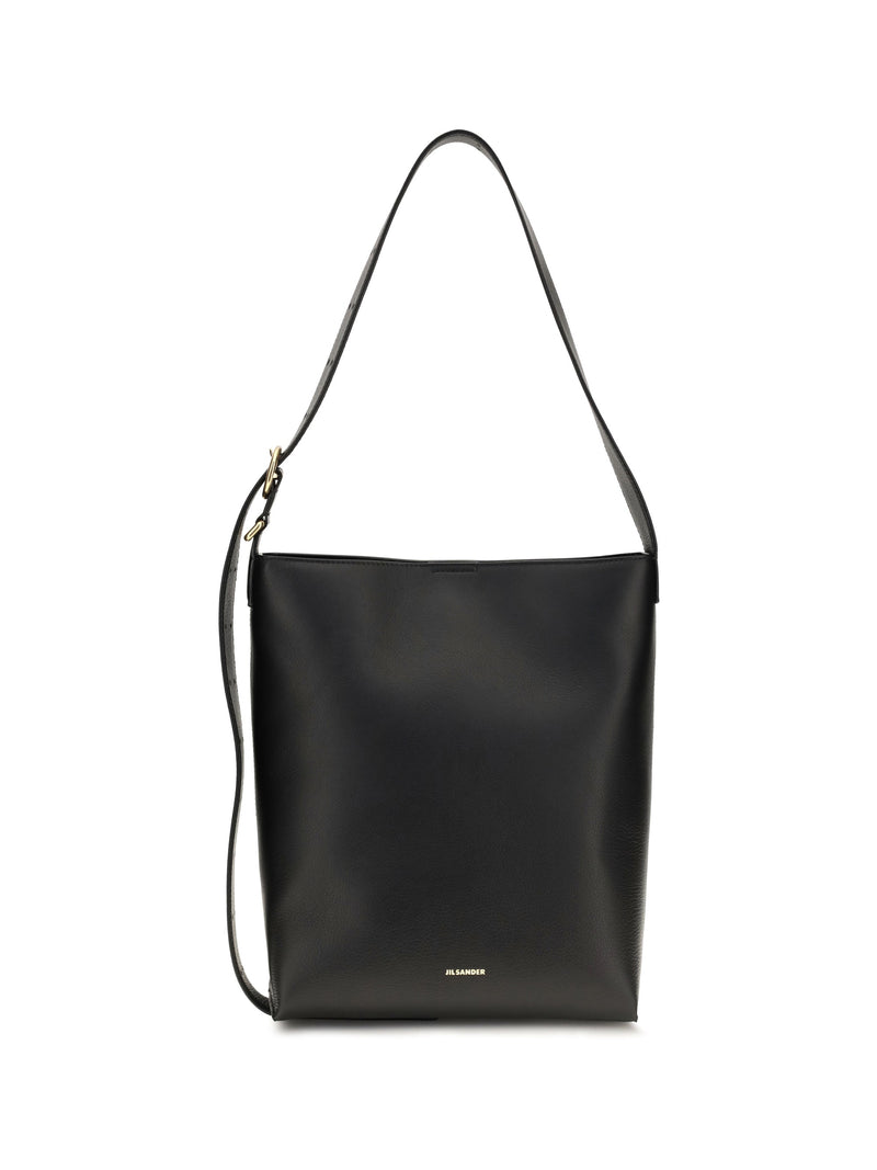 Jil Sander Cannolo Tote Bag — Black Calf Leather (bos Taurus)