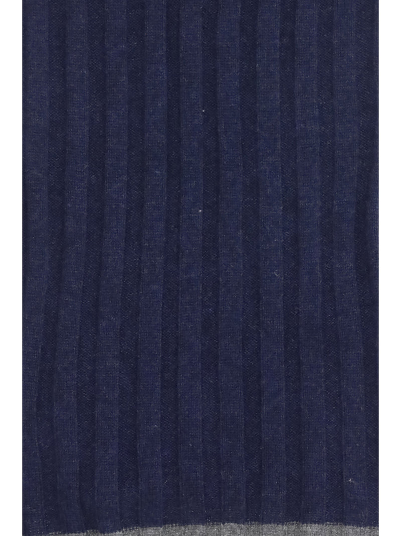 Brunello Cucinelli Ribbed Cashmere Scarf — Navy Kashmir/capra Hircus Scarfs