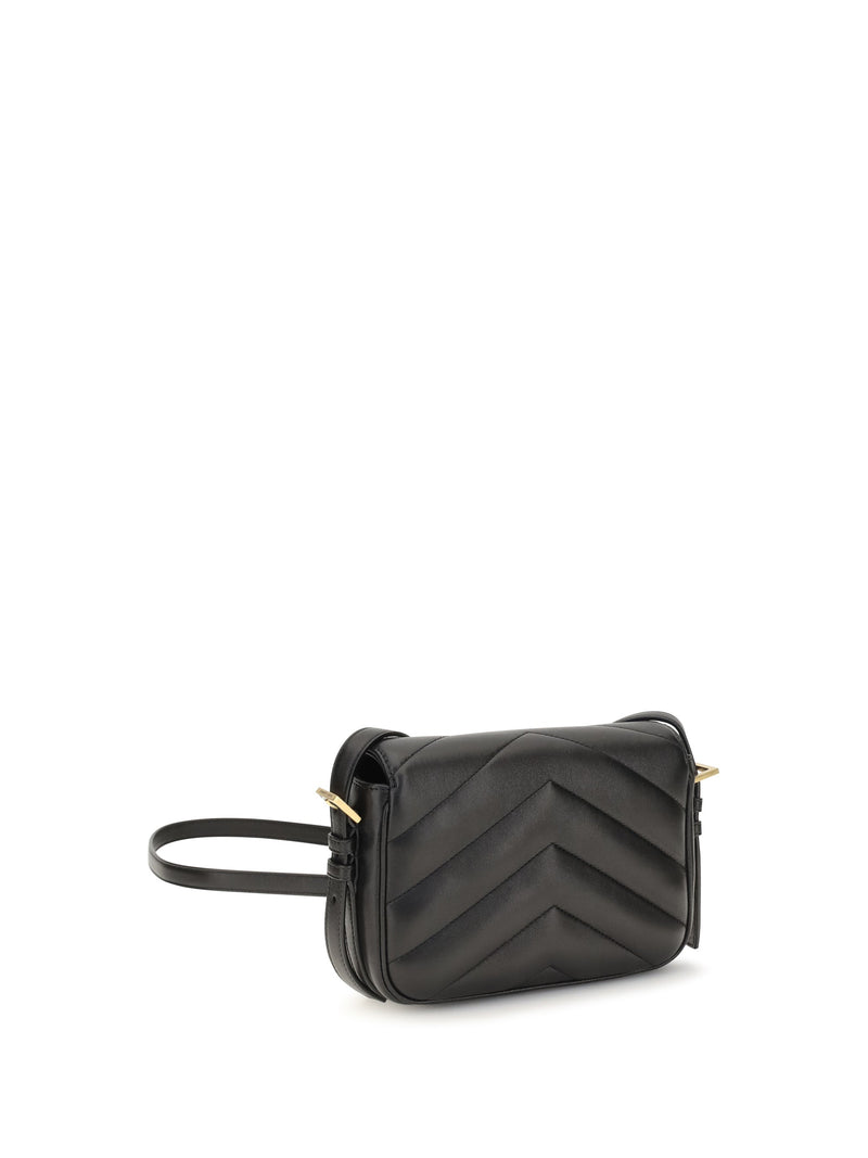 Saint Laurent Loulou Cassandre Shoulder Bag — Black Lamb Ovis Aries