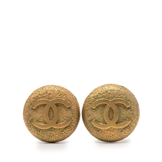 Gold Plated CC Round Clip On Earrings - Image 1