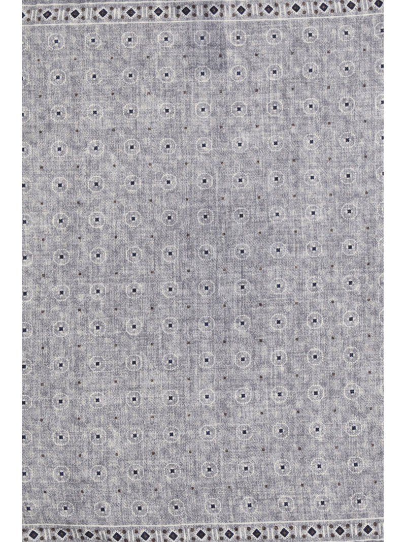 Brunello Cucinelli Ethnic-Patterned Silk Pocket Square — Gray Accessory
