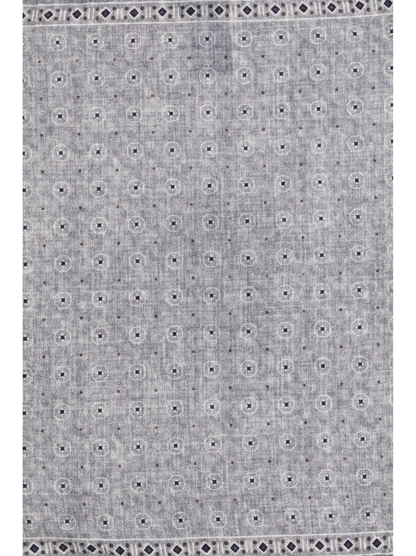 Brunello Cucinelli Silk Ethnic Motif Pocket Square — Gray Accessory