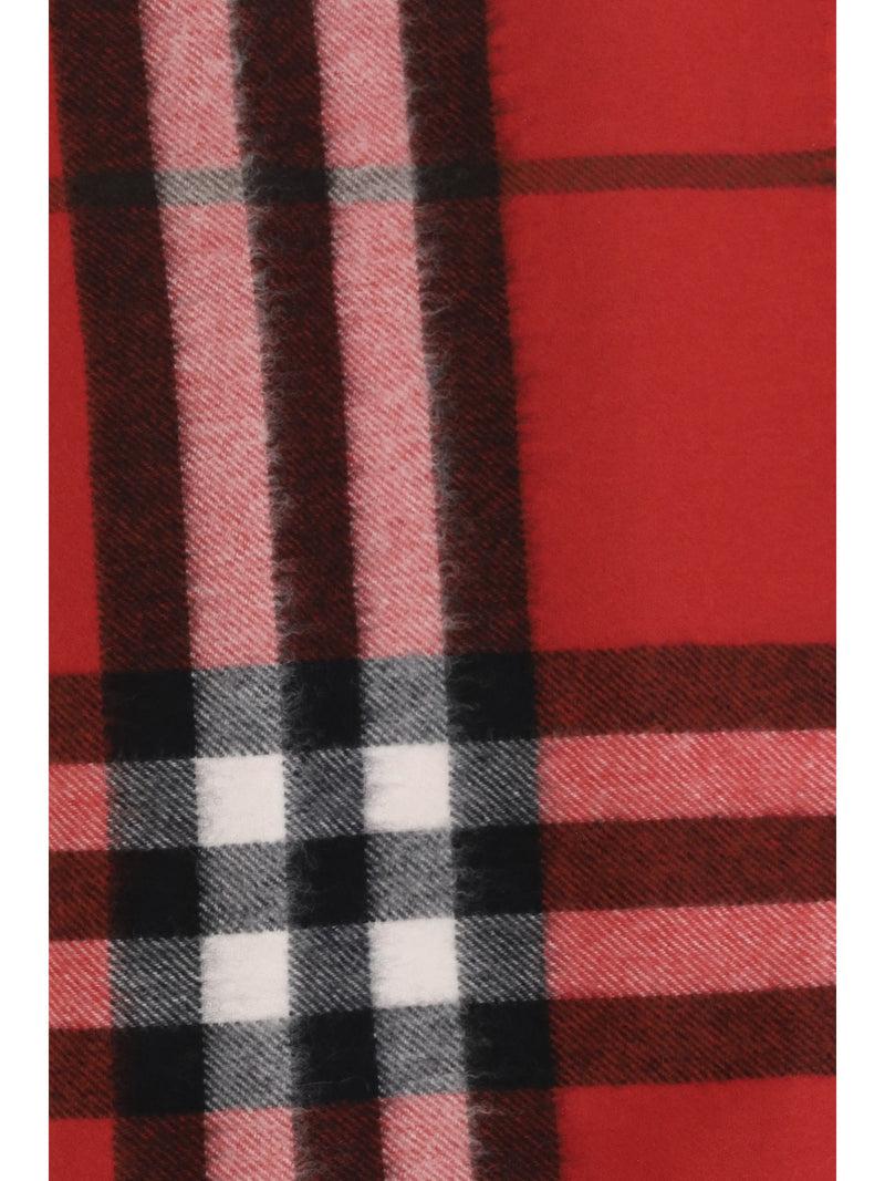 Burberry Check Cashmere Scarf — Red Kashmir/capra Hircus Scarfs