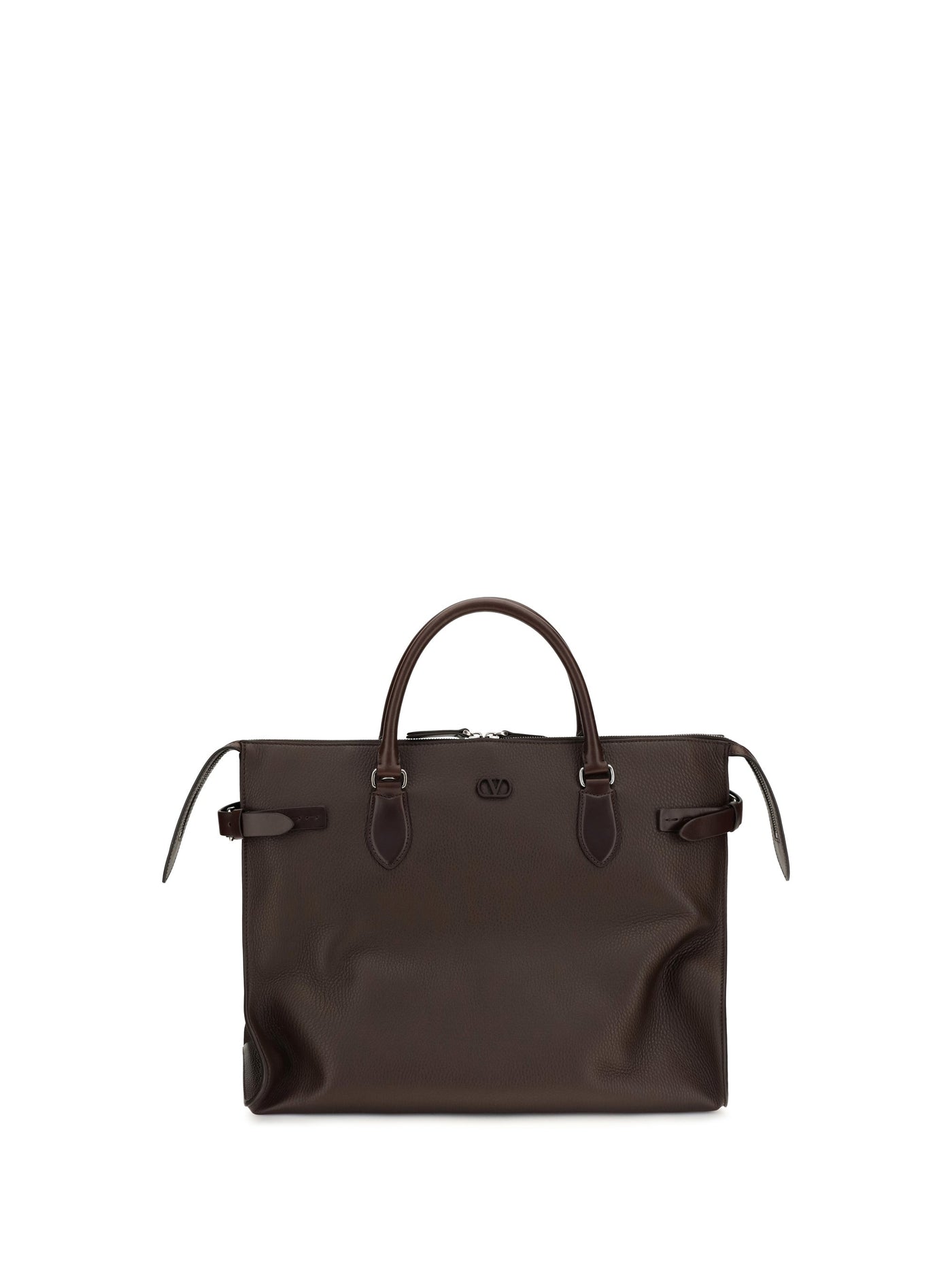 Valentino Garavani Top Handle Bag — Brown Calf Leather Bos Taurus