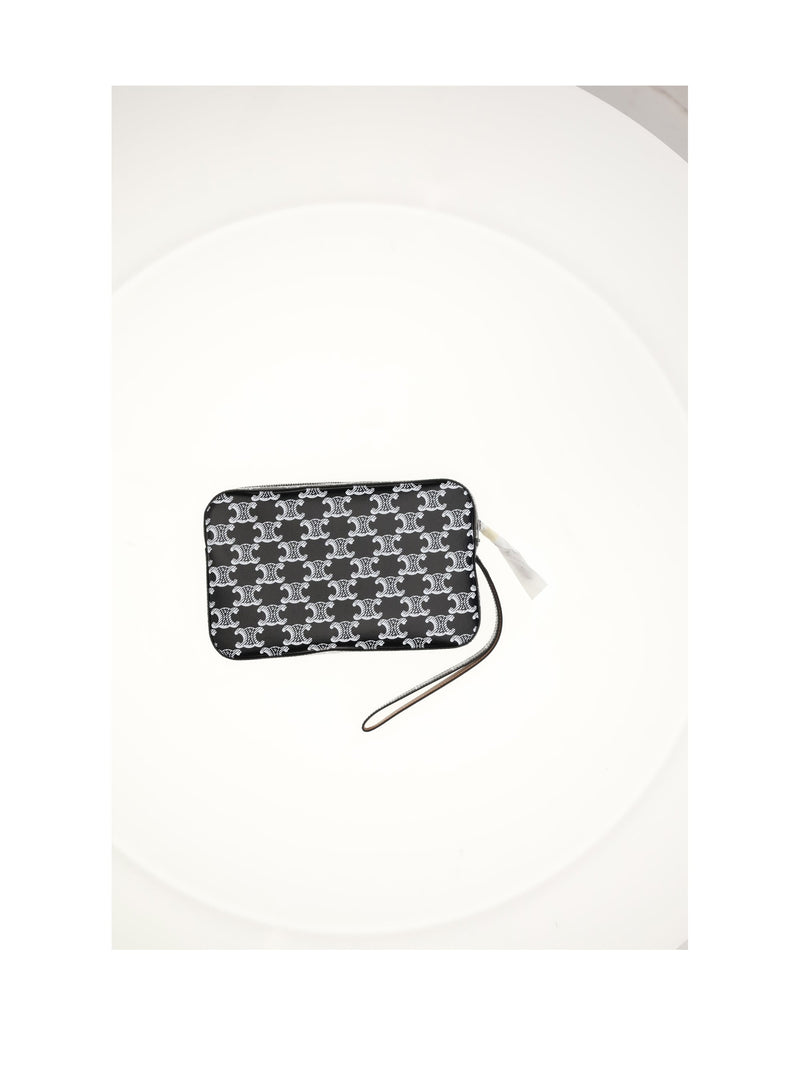 Celine Logo-Jacquard Cotton Pouch — Black Wallet