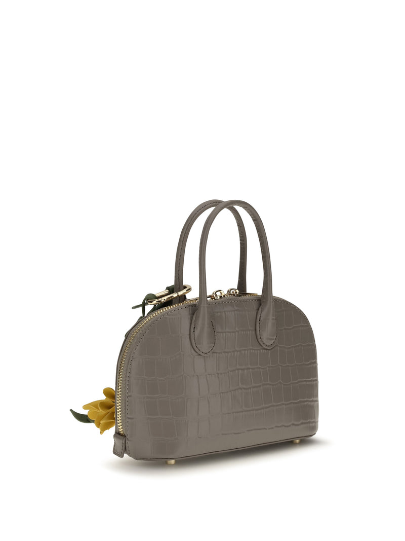 Self-Portrait Top Handle Bag — Gray Calf Leather Bos Taurus Hand