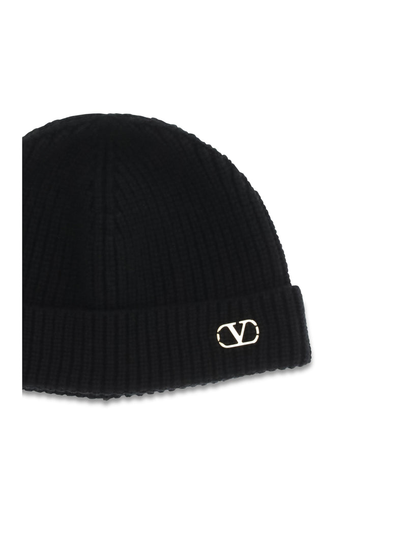Valentino Garavani 9y2hb02gatz Beanie — Black Cashmere Beanies