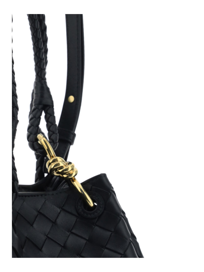 Bottega Veneta Parachute Shoulder Bag — Black Lambskin