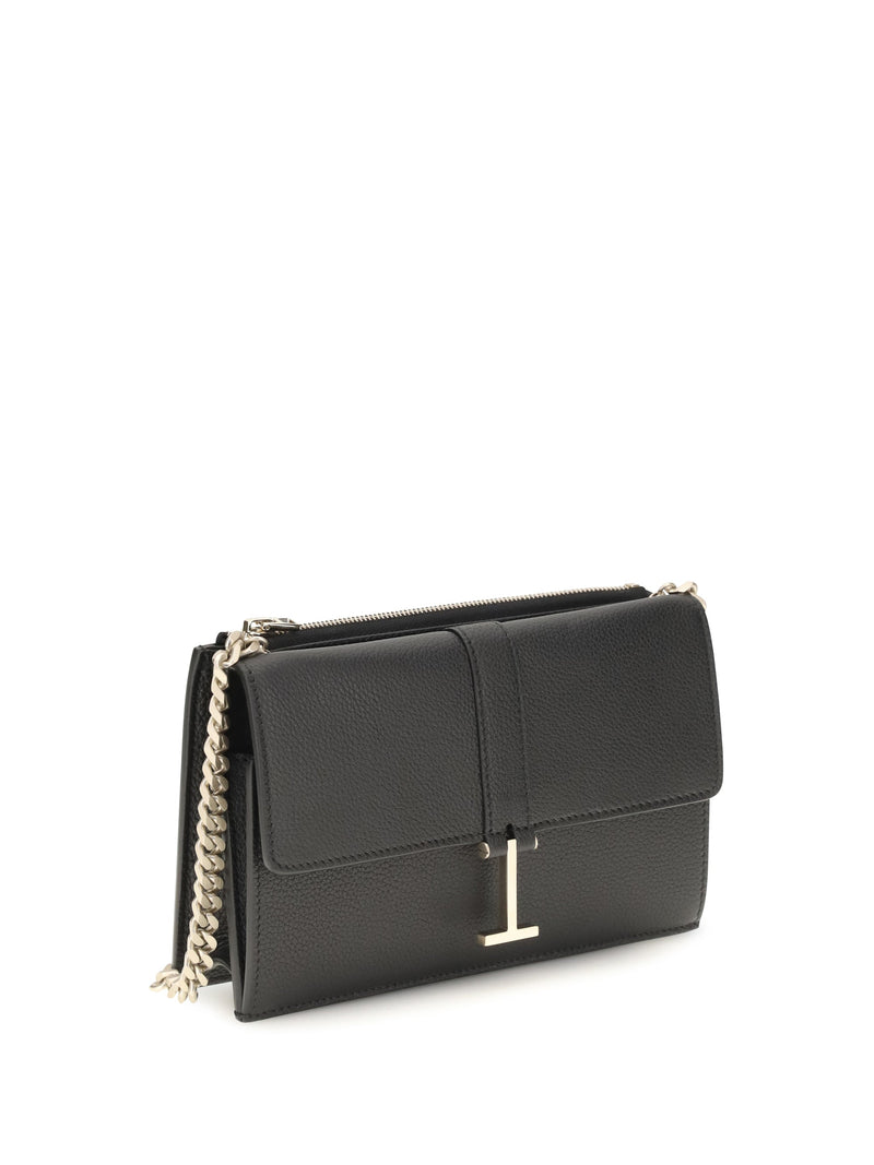 Tom Ford Chain Leather Shoulder Bag — Black Calf Bos Taurus