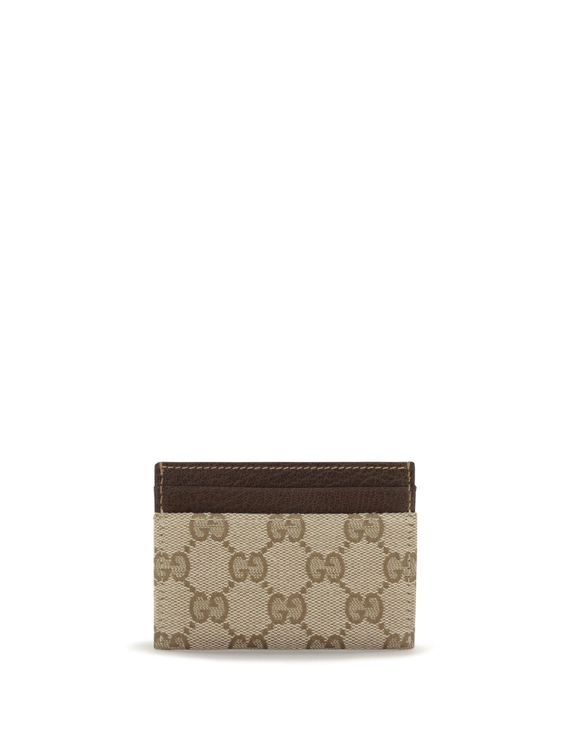 Gucci Horsebit Card Case — Beige Cotton Wallet