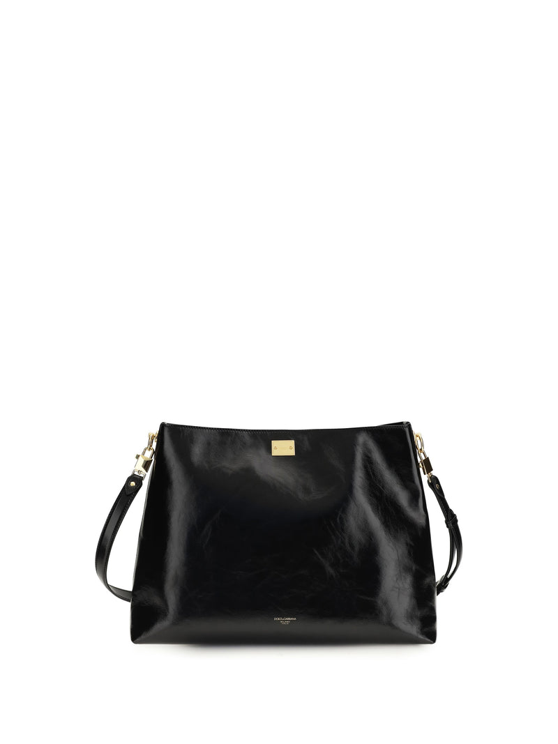Dolce & Gabbana Vittoria Shoulder Bag — Black Calf Leather
