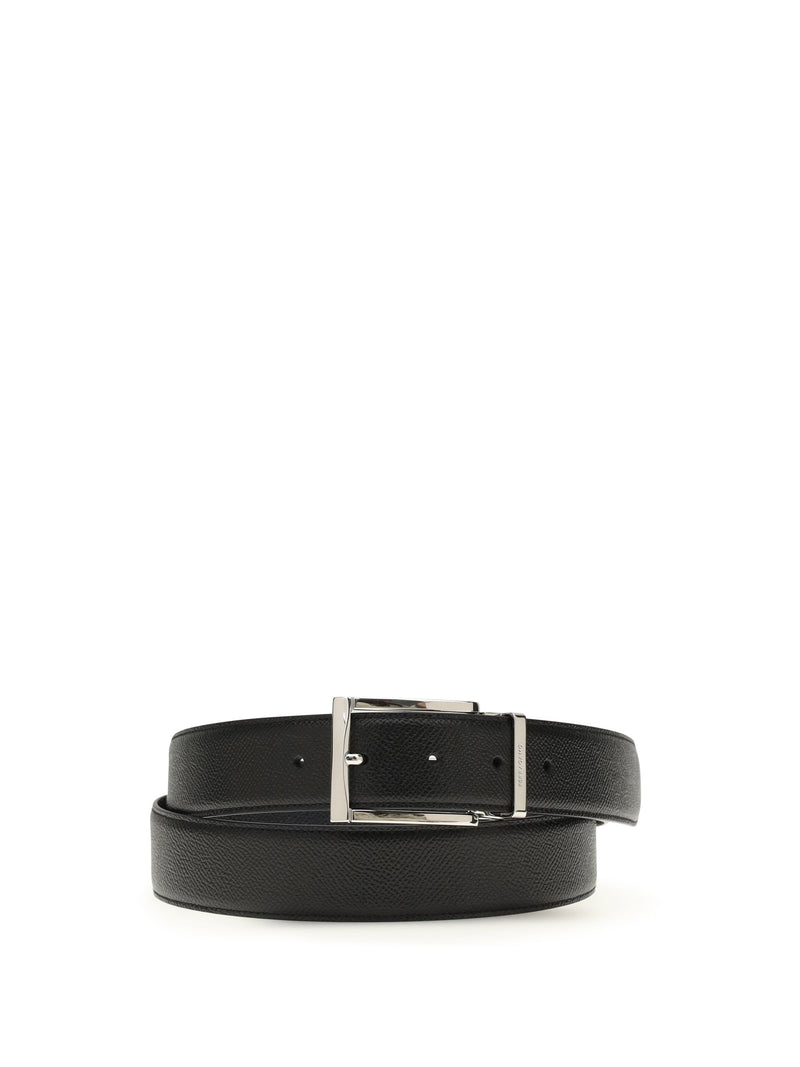 Ferragamo Reversible Hammered Calfskin Belt — Blue Calf Leather