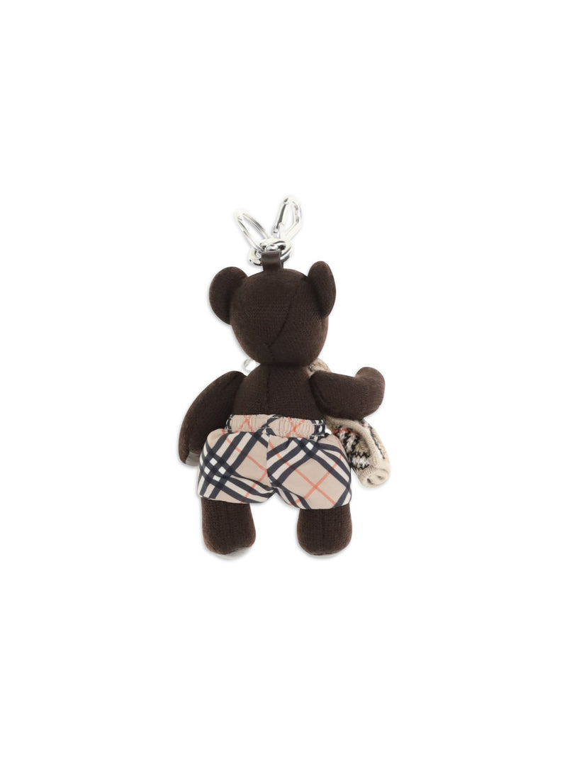 Burberry Check Bag Charm — Brown Wool (ovis Aries)