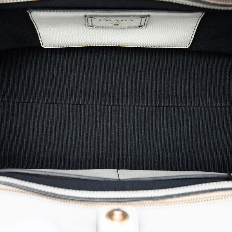 Bicolor Saffiano Cuir Trimmed Canvas Satchel - Image 4
