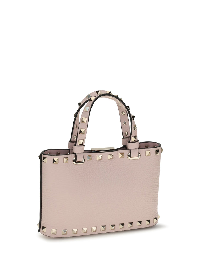 Valentino Garavani Rockstud Shopping Top Handle Bag — Pink Calf Leather