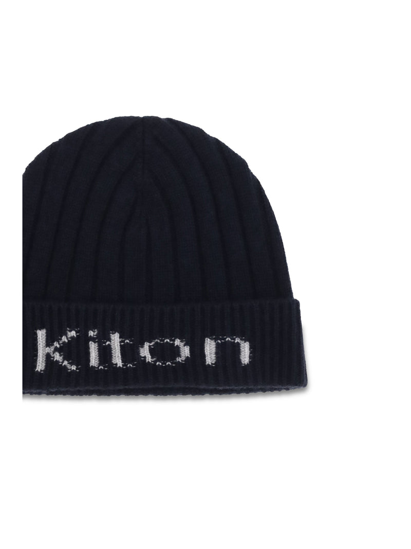 Kiton Ucpl003k0235l02 Ribbed Wool Beanie — Blue (ovis Aries) Beanies