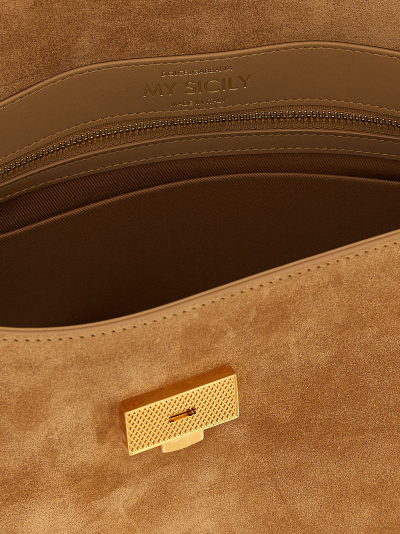 Dolce & Gabbana My Sicily Shoulder Bag — Camel Suede Body