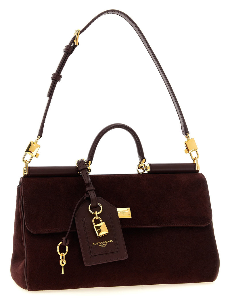 Dolce & Gabbana My Sicily Top Handle Bag — Burgundy Suede Body